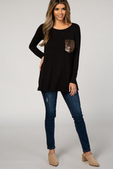 PinkBlush Black Sequin Pocket Top