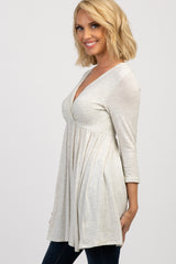 PinkBlush Beige Draped Front 3/4 Sleeve Nursing Top