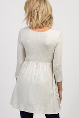 PinkBlush Beige Draped Front 3/4 Sleeve Nursing Top
