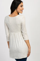 PinkBlush Beige Draped Front 3/4 Sleeve Maternity/Nursing Top