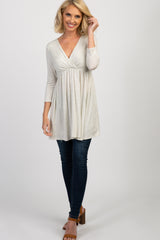 PinkBlush Beige Draped Front 3/4 Sleeve Nursing Top