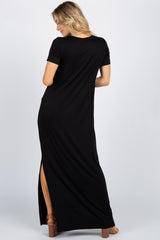 PinkBlush Black Basic Side Slit Maxi Dress