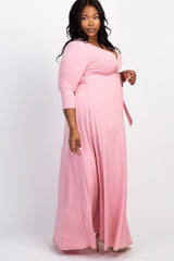PinkBlush Pink Sash Tie Wrap Plus Maxi Dress