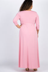 PinkBlush Pink Sash Tie Wrap Plus Maternity Maxi Dress