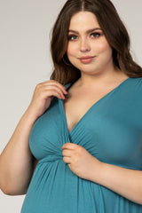 PinkBlush Light Hunter Green Draped Front Plus Maternity/Nursing Top