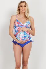 PinkBlush Multi-Color Palm Wrap Front Maternity Tankini Top