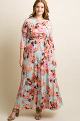 Mint Daisy Plus Maternity/Nursing Maxi Wrap Dress