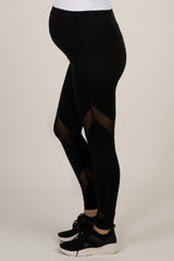 PinkBlush Black Mesh Accent Active Maternity Leggings