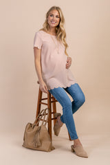 PinkBlush Pink Solid Scalloped Hem Maternity Top