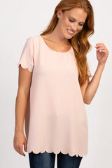 PinkBlush Pink Solid Scalloped Hem Top