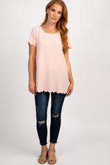 PinkBlush Pink Solid Scalloped Hem Top