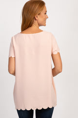 PinkBlush Pink Solid Scalloped Hem Top