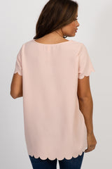 PinkBlush Pink Solid Scalloped Hem Maternity Top