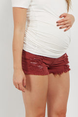 PinkBlush Mauve Distressed Maternity Jean Short