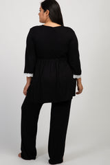 PinkBlush Black Lace Trim Plus Maternity Pajama Set