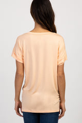 Peach Basic V Neck Maternity Tee