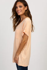 Peach Basic V Neck Tee