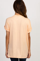 Peach Basic V Neck Tee