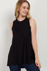 Black Peplum Back Maternity Tank Top