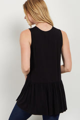 Black Peplum Back Tank Top