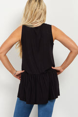 Black Peplum Back Maternity Tank Top