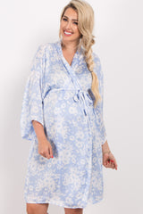 Blue Floral Chiffon Delivery/Nursing Maternity Robe