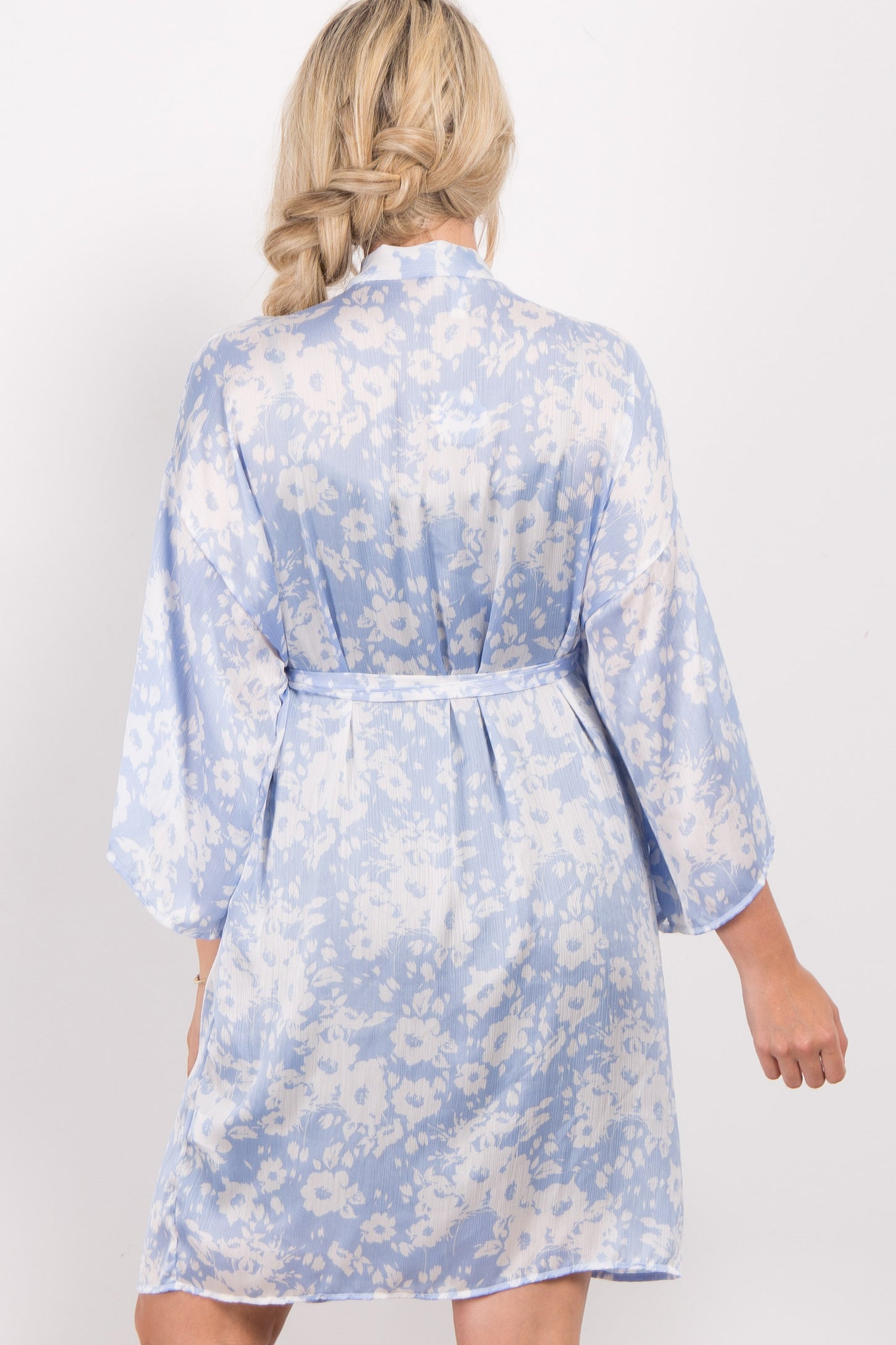Blue Floral Chiffon Delivery/Nursing Maternity Robe
