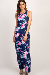 PinkBlush Navy Floral Racerback Matenrity Maxi Dress