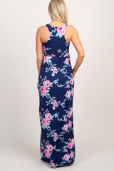 PinkBlush Navy Floral Racerback Matenrity Maxi Dress