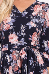 Navy Rose Floral Wrap Maxi Dress