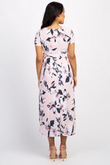 Tall Pink Floral Hi-Low Maternity Wrap Dress