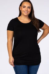 PinkBlush Black Ruched Short Sleeve Plus Maternity Top