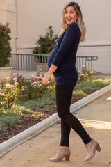 Navy Blue Knit Maternity/Nursing Top