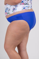 Blue Solid Basic Plus Maternity Bikini Bottoms