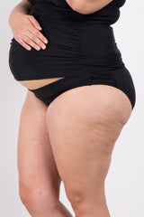 PinkBlush Black Solid Basic Plus Maternity Bikini Bottoms