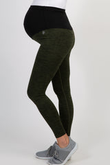 Olive Heathered Active Maternity Leggings
