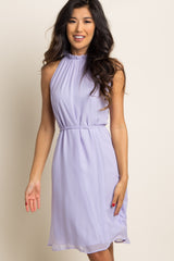 Lavender Chiffon High Neck Dress