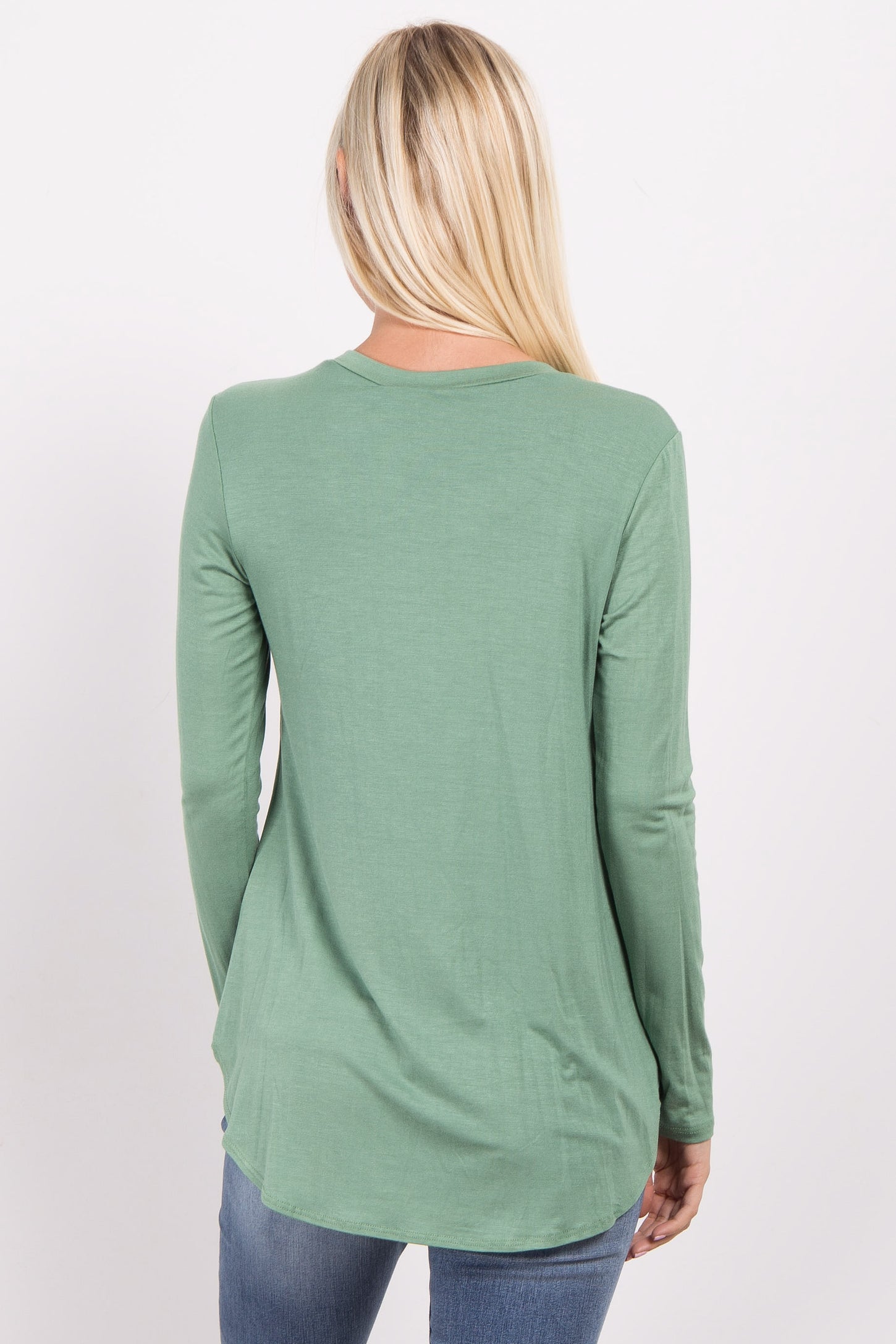 Green Basic Long Sleeve Top
