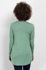 Green Basic Long Sleeve Maternity Top