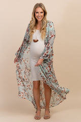 PinkBlush Light Olive Floral Long Maternity Cover Up