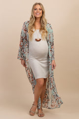 PinkBlush Light Olive Floral Long Maternity Cover Up