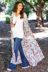 PinkBlush Light Olive Floral Long Maternity Cover Up