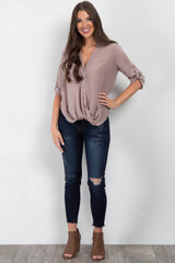 Mocha Button Up Wrap Top