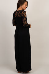 PinkBlush Black Lace Sleeve Maternity Maxi Dress