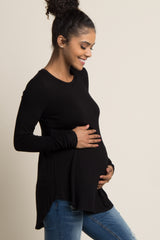 Black Basic Long Sleeve Maternity Top