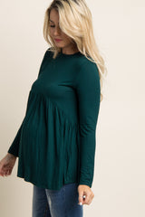 Forest Green Ruffle Trim Maternity Peplum Top