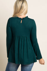 Forest Green Ruffle Trim Maternity Peplum Top