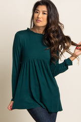 Forest Green Ruffle Trim Maternity Peplum Top