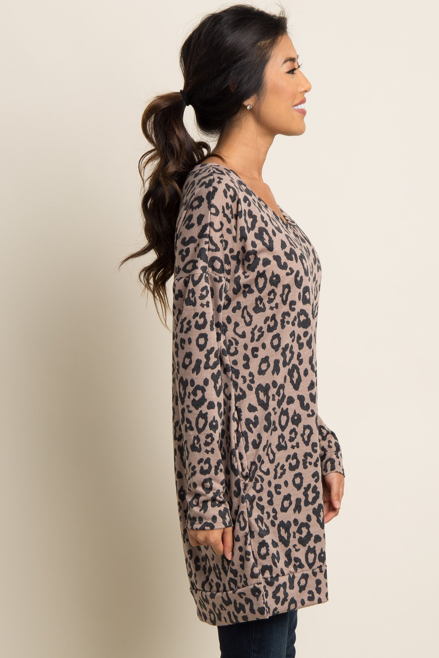 Mocha Cheetah Print V-Neck Sweater