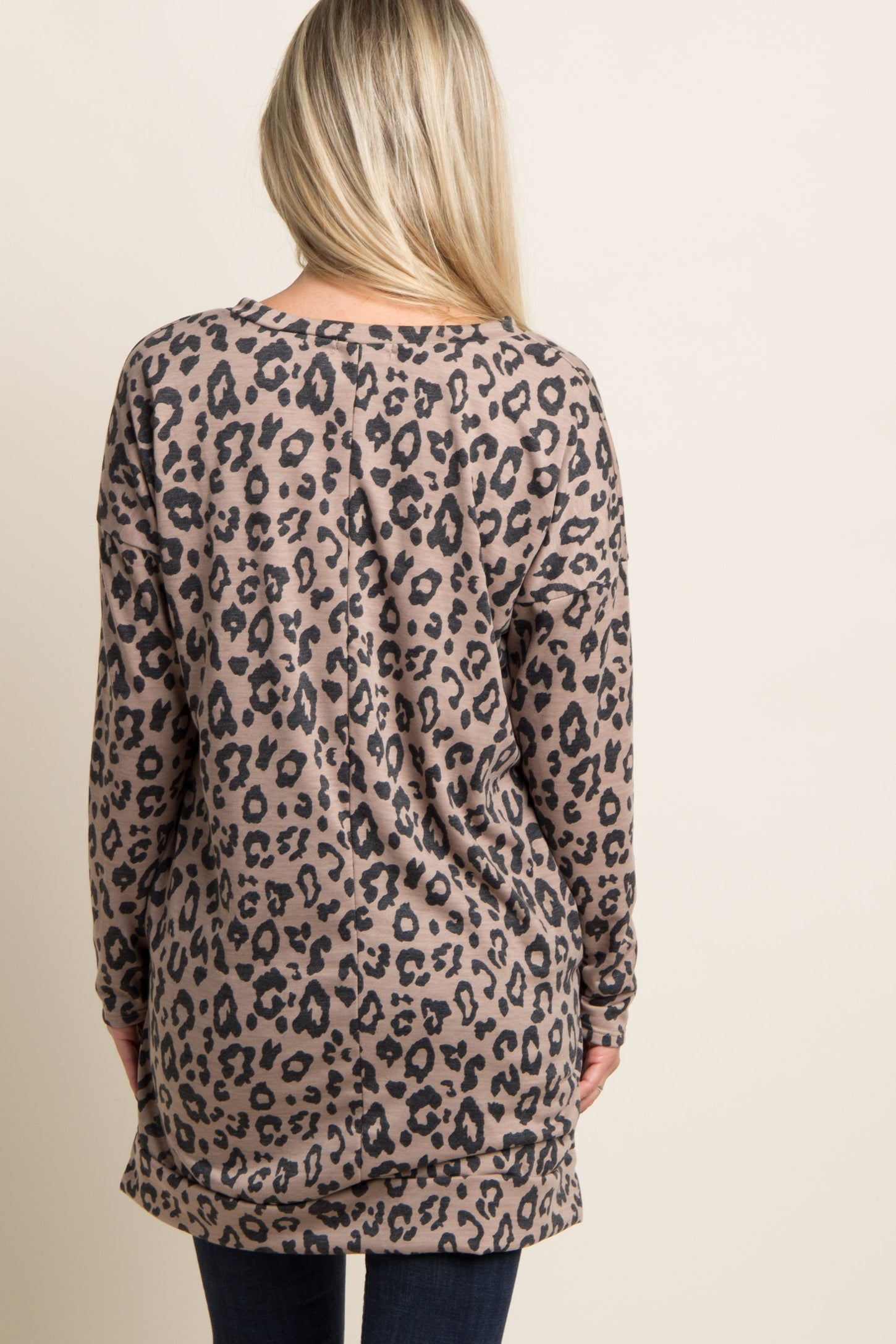 Mocha Cheetah Print V-Neck Maternity Sweater